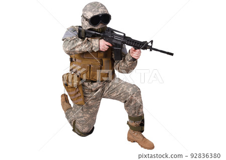 US ARMY soldier firing carbine US ARMY soldier firing carbine 92836380