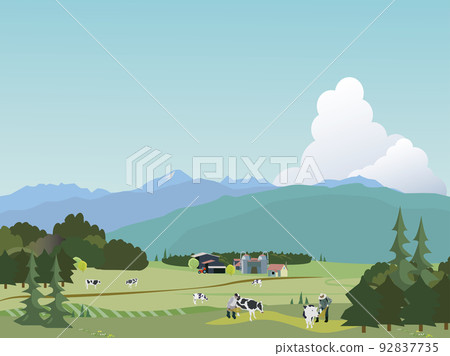 信州蓼科奶牛場風景 92837735
