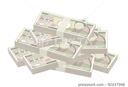 Illustration of a carelessly piled wad of money 92837996