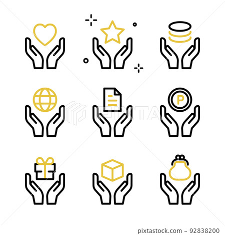 An icon set that wraps various things in both palms An icon set that wraps various things in both palms 92838200