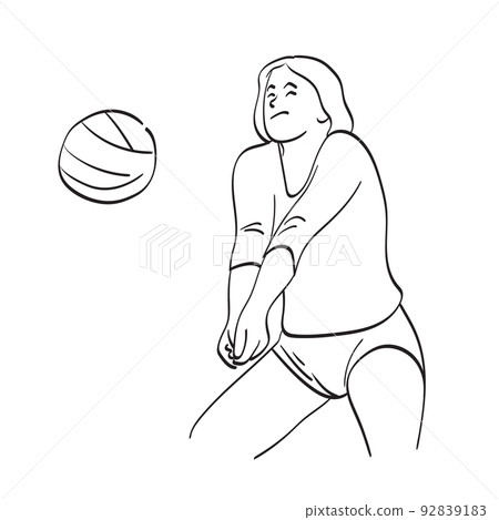 line art female professional volleyball player illustration vector hand drawn isolated on white background line art female professional volleyball player illustration vector hand drawn isolated on white background 92839183