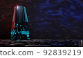 3dcg of a dark future city seen from the horizontal front 92839219