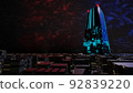 3dcg of a dark future city seen from the horizontal front 92839220