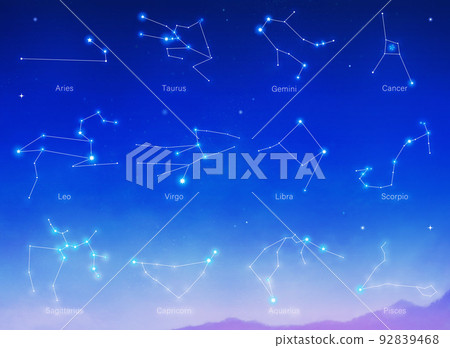 Set illustration of constellation lines of the Stock