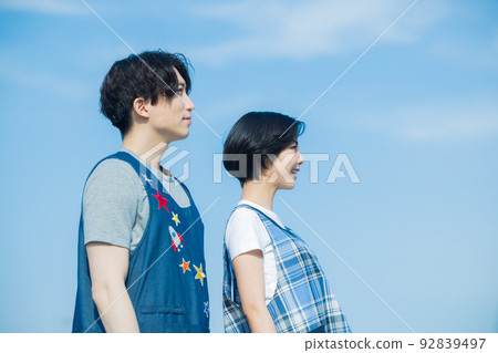 Nursery teacher male and female Aozora 92839497