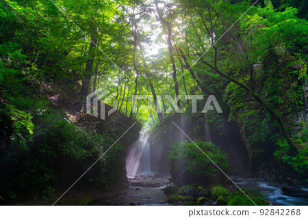 [Light beam material] Summer Tatsugaeshi Falls [Nagano Prefecture] 92842268