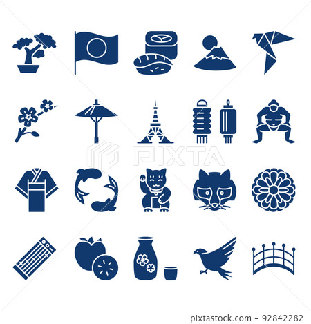 Japan icon set in glyph style 92842282