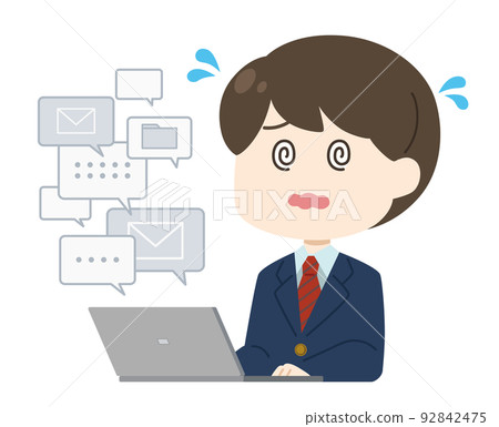 Male student impatient with overwork 92842475