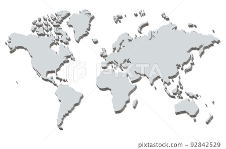 3D world map, monochrome, Atlantic Ocean 92842529