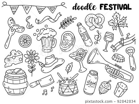 Oktoberfest doodle objects vector illustration for banner Oktoberfest doodle objects vector illustration for banner 92842834