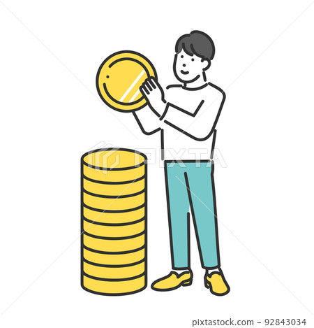 Image illustration material that accumulates coins, points, and money 92843034