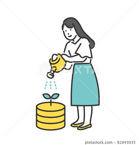 用於種植硬幣、積分和金錢的圖像插圖材料 92843035
