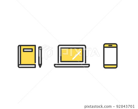 使用智能手機、家庭賬簿、PC的資產管理方法的圖像插圖素材 92843701