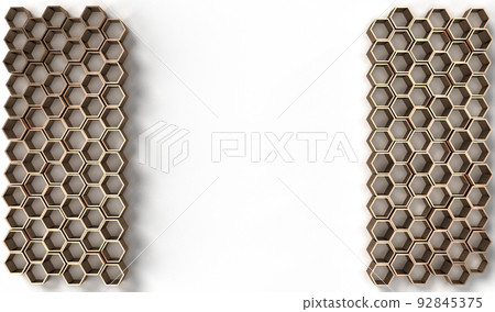 3d rendering image of hexagon solid shape on white background 92845375