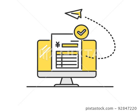 通過在線雲服務發送發票的圖像的插圖素材 92847220