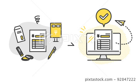 將計費交換從模擬更改為數字・會計 DX 圖像插圖材料 將計費交換從模擬更改為數字・會計 DX 圖像插圖材料 92847222