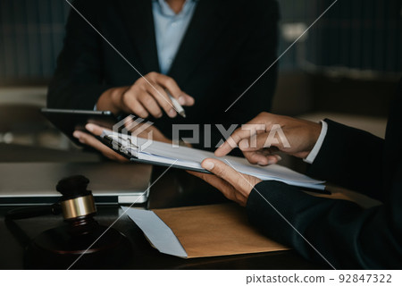 Lawyer and businessman or judge Consult with clients, legal and legal services. 92847322