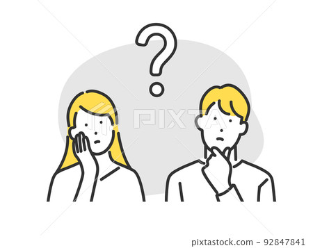 具有思維表達的男女青年插畫素材 92847841