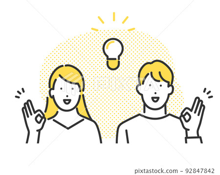 Illustration material of men and women with a convinced expression Illustration material of men and women with a convinced expression 92847842