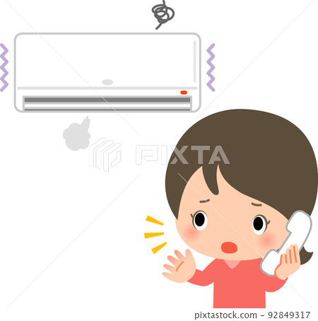 A woman inquiring about an air conditioner failure by phone 92849317
