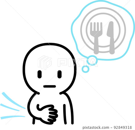 Hungry person with growling stomach - Stock Illustration [92849318] - PIXTA