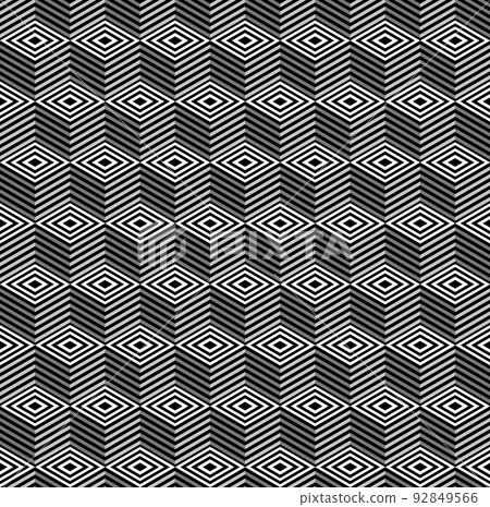 Striped cubes seamless pattern vector. Op art vector illustration. Striped cubes seamless pattern vector. Op art vector illustration. 92849566