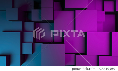 Abstract blue purple digital data background 3d render polygon. Abstract techno purple geometric technology background. 3D Rendering purple. 92849569