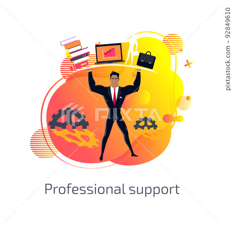 Professional Support Businessman with Cogwheels Professional Support Businessman with Cogwheels 92849610