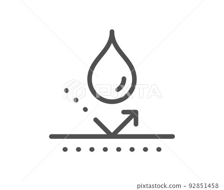 Waterproof line icon. Water resistant sign. Drop protection symbol. Quality design element. Linear style waterproof icon. Editable stroke. Vector 92851458