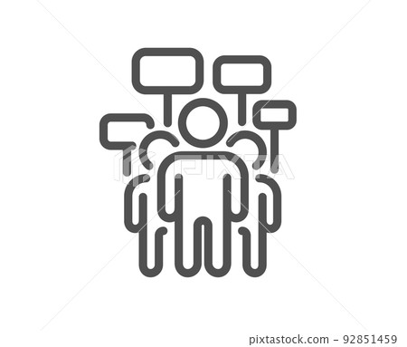 Voting campaign line icon. People rally with signs. Public election symbol. Quality design element. Linear style voting campaign icon. Editable stroke. Vector 92851459