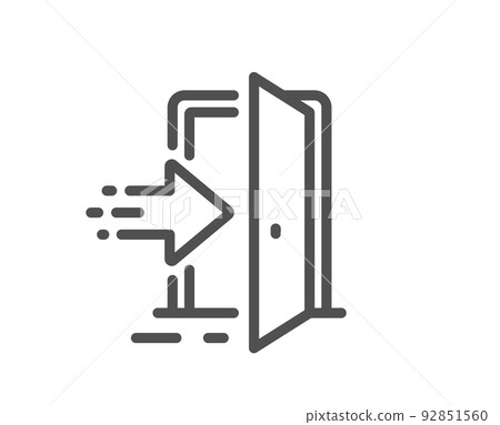 Entrance line icon. Entry door sign. Building exit symbol. Quality design element. Linear style entrance icon. Editable stroke. Vector Entrance line icon. Entry door sign. Building exit symbol. Quality design element. Linear style entrance icon. Editable stroke. Vector 92851560