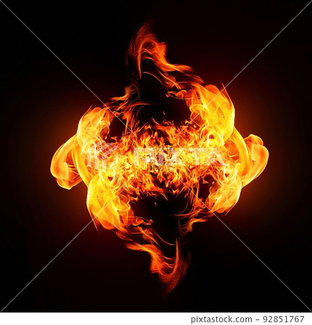 illustration of flame burning in abstract shape 92851767