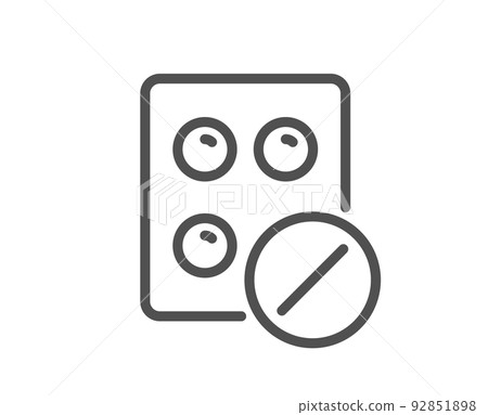 Medical tablet line icon. Medicine drugs sign. Pharmacy medication symbol. Quality design element. Linear style medical tablet icon. Editable stroke. Vector Medical tablet line icon. Medicine drugs sign. Pharmacy medication symbol. Quality design element. Linear style medical tablet icon. Editable stroke. Vector 92851898