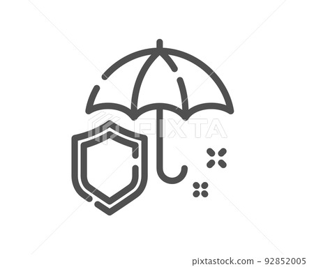 Umbrella line icon. Rain defence sign. Safe insurance symbol. Quality design element. Linear style umbrella icon. Editable stroke. Vector 92852005
