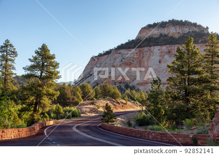 Scenic Road in American Mountain Landscape. Scenic Road in American Mountain Landscape. 92852141