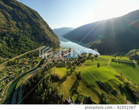 Aurlandsfjord Town Of Flam at dawn. Aurlandsfjord Town Of Flam at dawn. 92852267