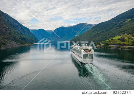 Cruise Ship, Cruise Liners On Sognefjord or Sognefjorden, Flam Norway 92852274