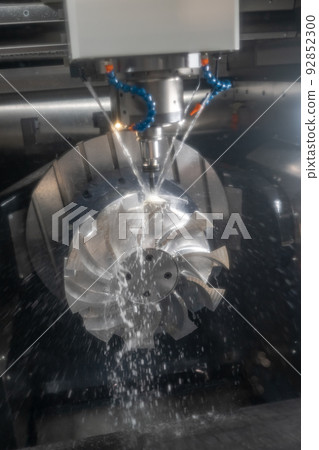Metalworking CNC milling machine. Cutting metal modern processing technology. 92852300