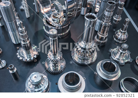 Various parts made on a milling machine for CNC metalworking. 92852321
