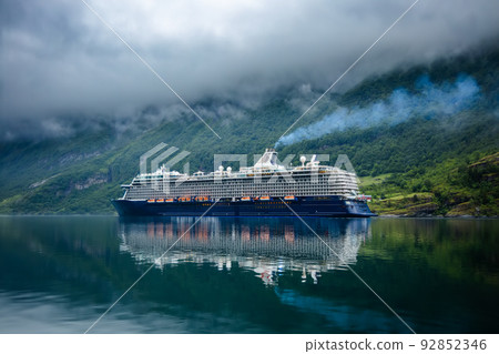 Cruise Liners On Geiranger fjord, Norway 92852346