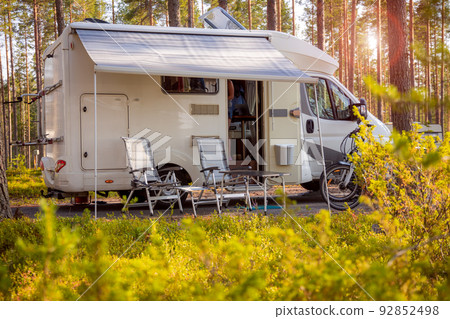 Family vacation travel RV, holiday trip in motorhome 92852498