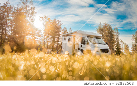 Family vacation travel RV, holiday trip in motorhome 92852508