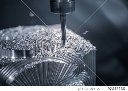 Metalworking CNC milling machine. Cutting metal modern processing technology. 92852588