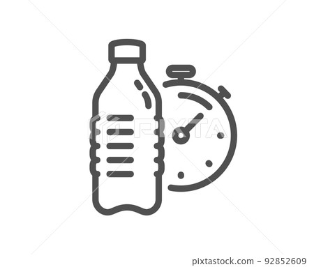 Fitness water line icon. Training drink time sign. Gym fit bottle symbol. Quality design element. Linear style fitness water icon. Editable stroke. Vector 92852609