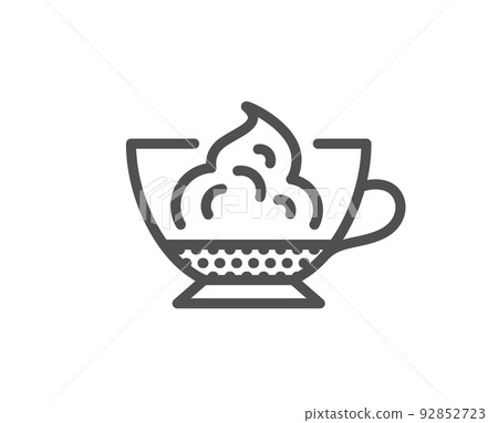 Espresso with whipped cream icon. Hot coffee drink sign. Beverage symbol. Quality design element. Linear style espresso cream icon. Editable stroke. Vector Espresso with whipped cream icon. Hot coffee drink sign. Beverage symbol. Quality design element. Linear style espresso cream icon. Editable stroke. Vector 92852723