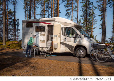 Family vacation travel RV, holiday trip in motorhome 92852751
