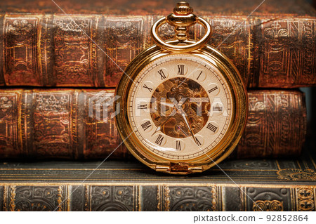 Old Books and Vintage pocket watch Old Books and Vintage pocket watch 92852864