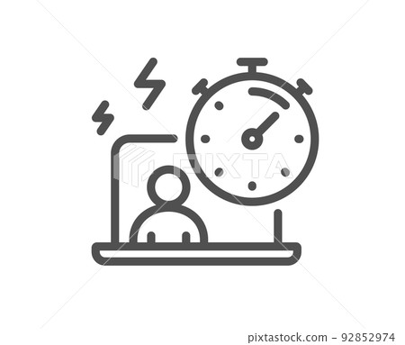 Work timer line icon. Task stopwatch time sign. Online countdown clock symbol. Quality design element. Linear style timer icon. Editable stroke. Vector Work timer line icon. Task stopwatch time sign. Online countdown clock symbol. Quality design element. Linear style timer icon. Editable stroke. Vector 92852974