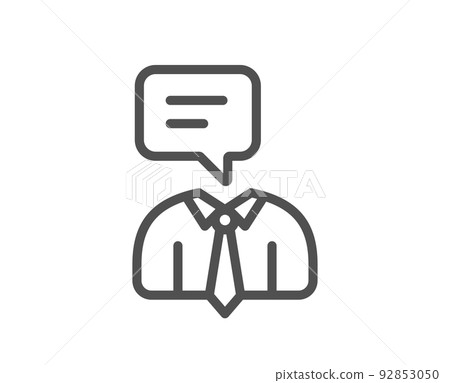 Human talking line icon. Conversation sign. Communication speech bubble symbol. Quality design element. Linear style support service icon. Editable stroke. Vector Human talking line icon. Conversation sign. Communication speech bubble symbol. Quality design element. Linear style support service icon. Editable stroke. Vector 92853050