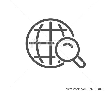 Global Search line icon. World or Globe sign. Website search engine symbol. Quality design element. Linear style internet Search icon. Editable stroke. Vector 92853075